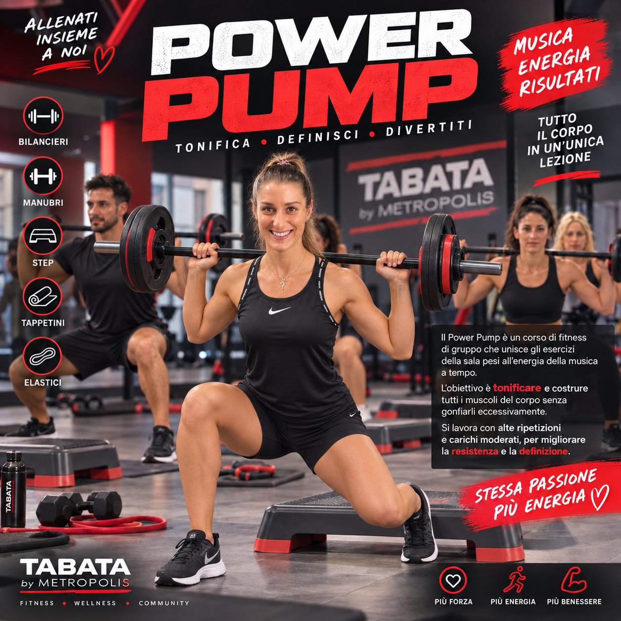 Sara durante una lezione di gruppo Power Pump